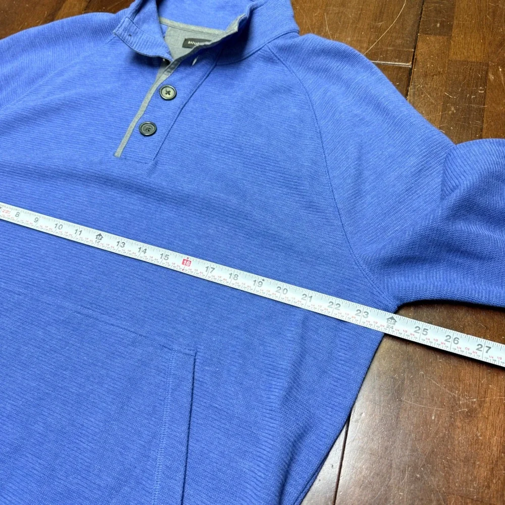 Banana Republic Pullover Mens XL Blue Textured Button Mock‎ Neck 676207-00